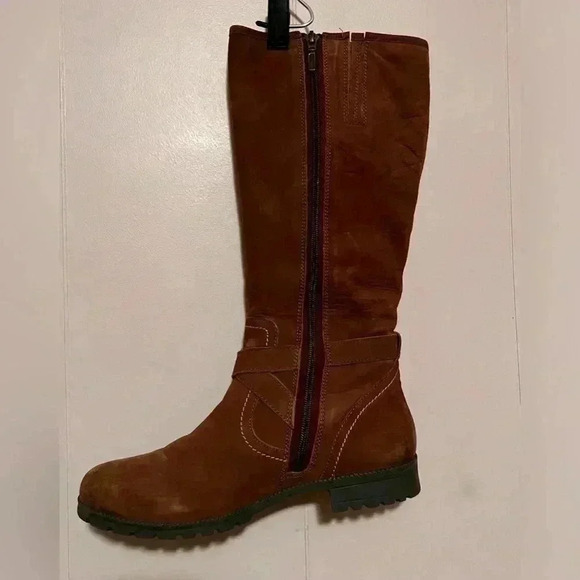 Hotter Belle Womens Knee Length Dark Tan Waxed Nubuck Leather Boots Sz 8 - Picture 4 of 8